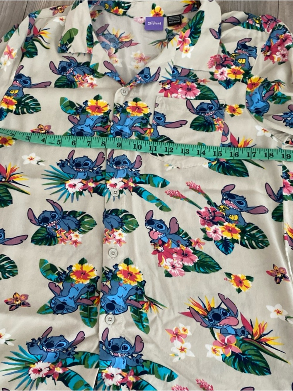 Disney Stitch Mens Short Sleeve Floral Tropical Button Shirt Medium - Picture 4 of 8